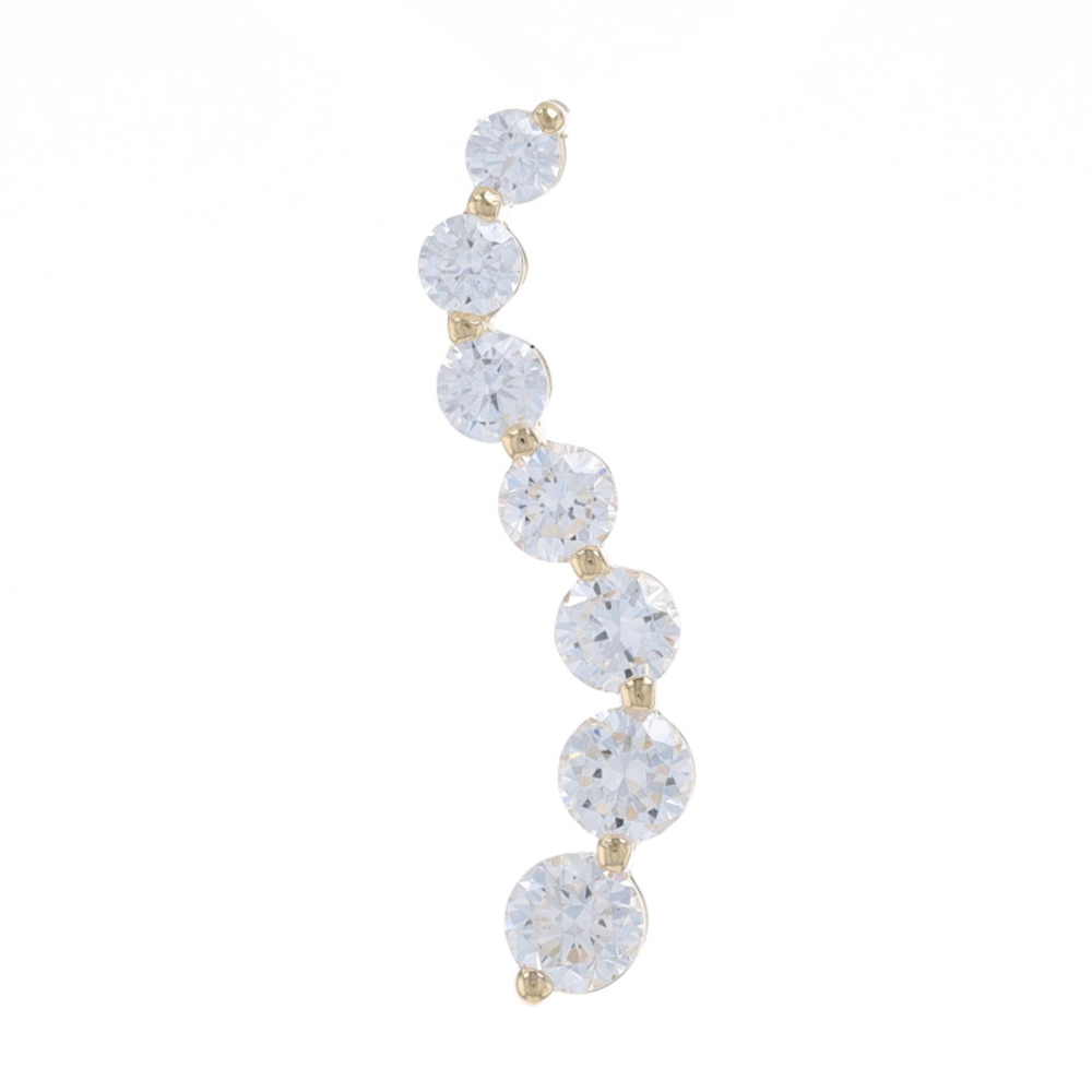 Yellow Gold Cubic Zirconia Graduated Journey Pendant - 14k Round 1.50ctw Love